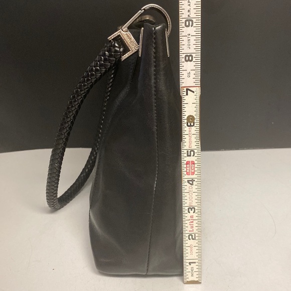 BRIGHTON Black Pebbled Leather Shoulder Bag Purse - Picture 9 of 17